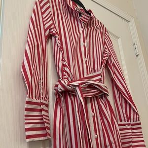 Who What Wear Striped Wrap Shirt Dress